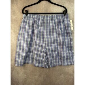 Y2K Basic Editions Plus Shorts 1X Purple Plaid Elastic Waist Cotton Kmart NEW